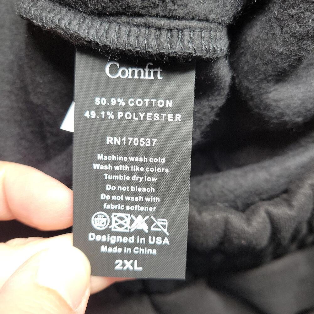 Comfrt Sweatpants 2XL Black Pull On Elastic Waist Pockets Cotton Blend - Picture 5 of 5